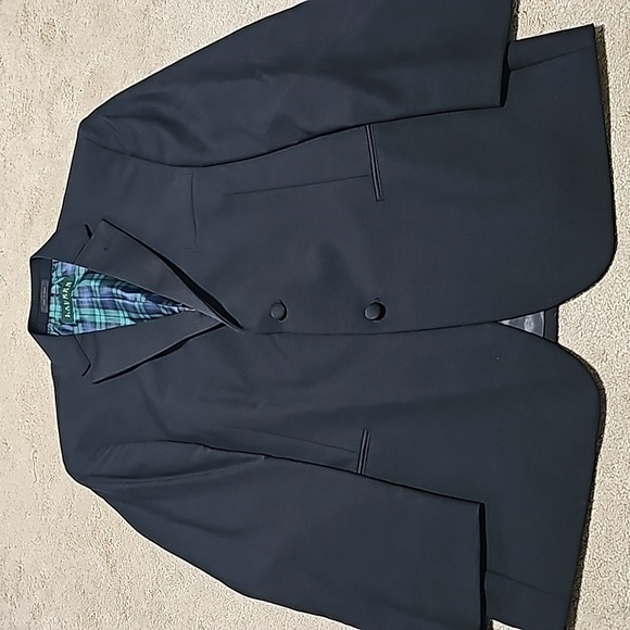 RALPH Lauren Mens Black Two Button 100% wool Blazer Jacket black - Picture 1 of 12